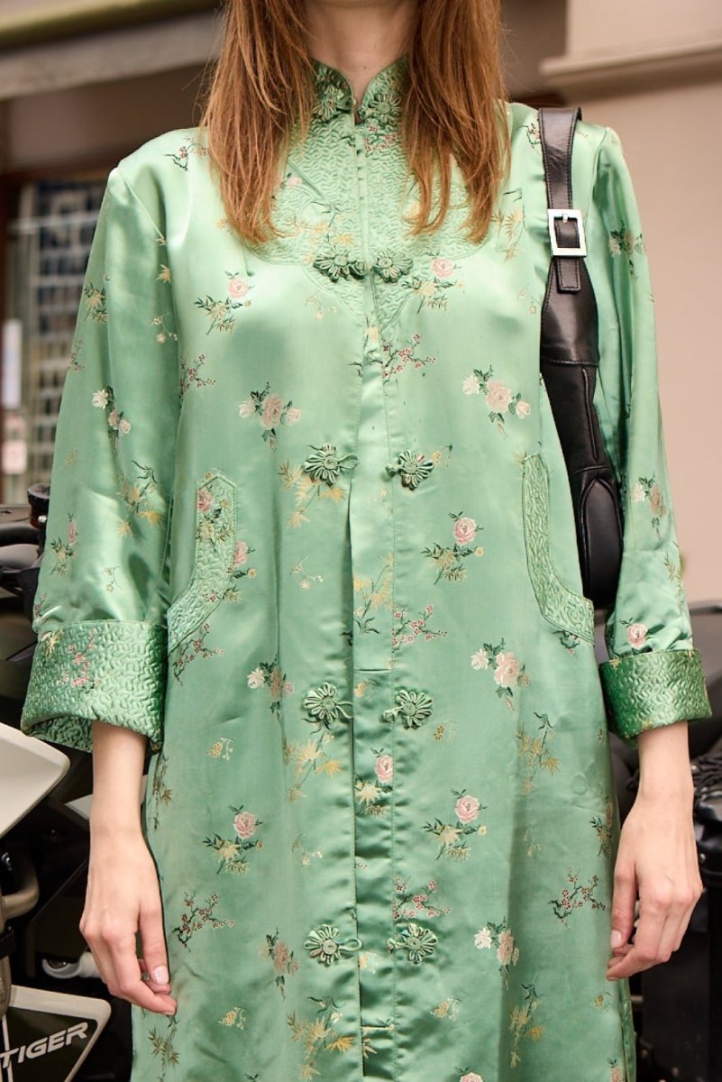 Green silk embroidered coat - WILDE