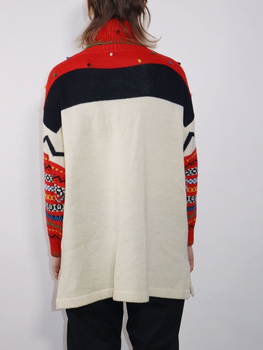 Hand knit patchwork sweater - WILDE