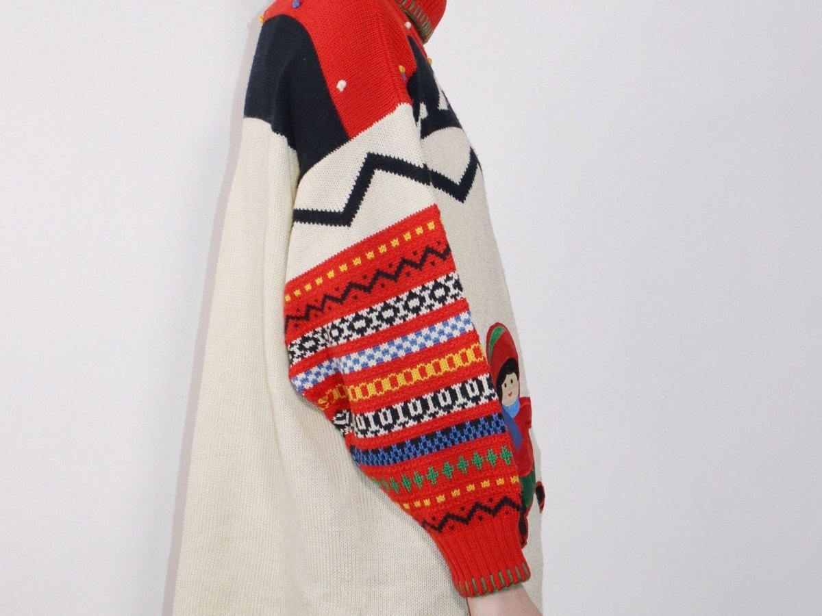 Hand knit patchwork sweater - WILDE