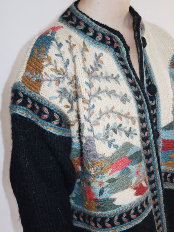 Hand knit vintage wool cardigan - WILDE