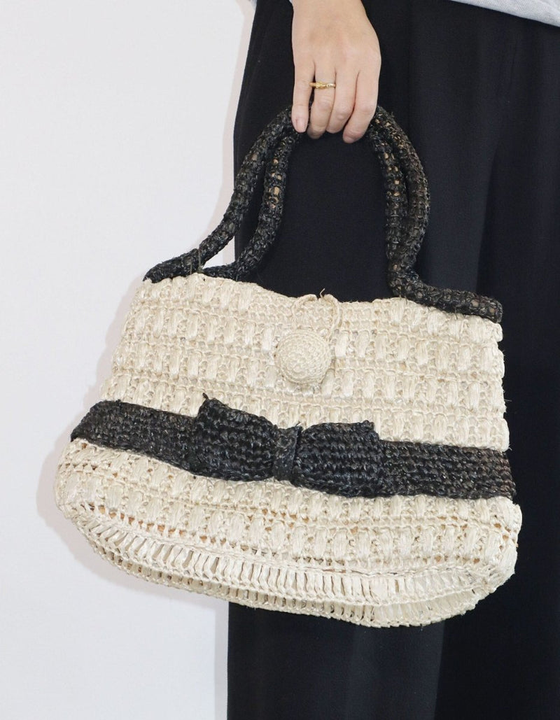 Minimalist raffia striped handbag - WILDE