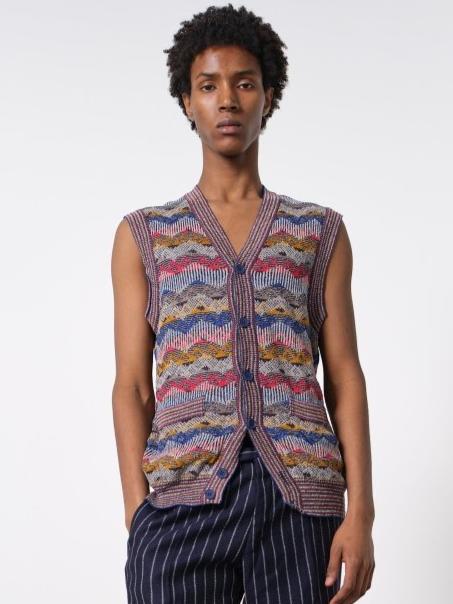 Missoni blue knit vest waistcoat - WILDE