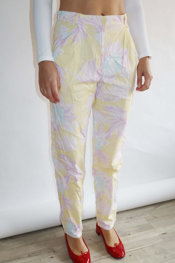 Pastel floral cotton pants - WILDE