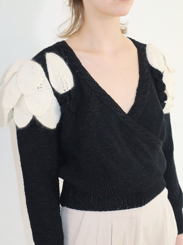 Petal sleeve hand knit cardigan - WILDE