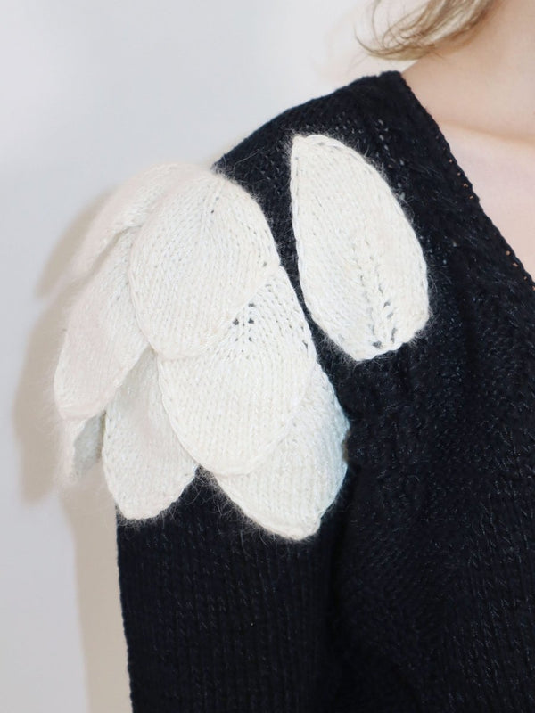 Petal sleeve hand knit cardigan - WILDE