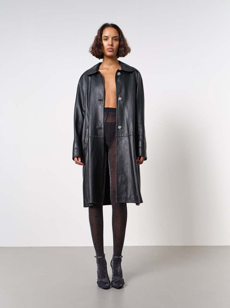 Premium black leather coat - WILDE