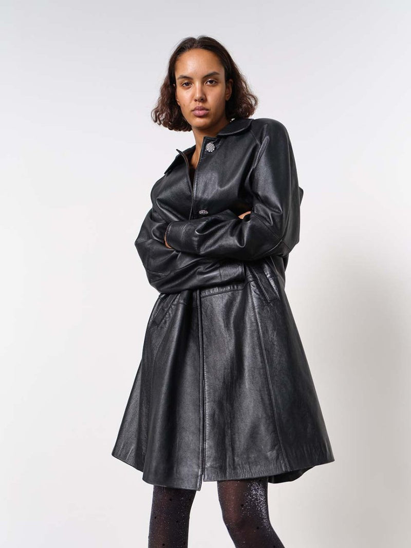 Premium black leather coat - WILDE