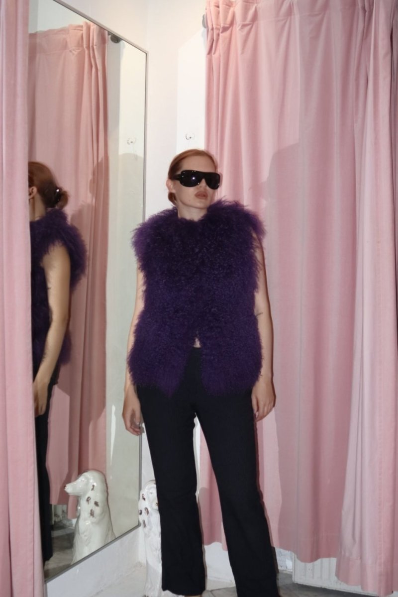 Purple Mongolian fur gilet - WILDE