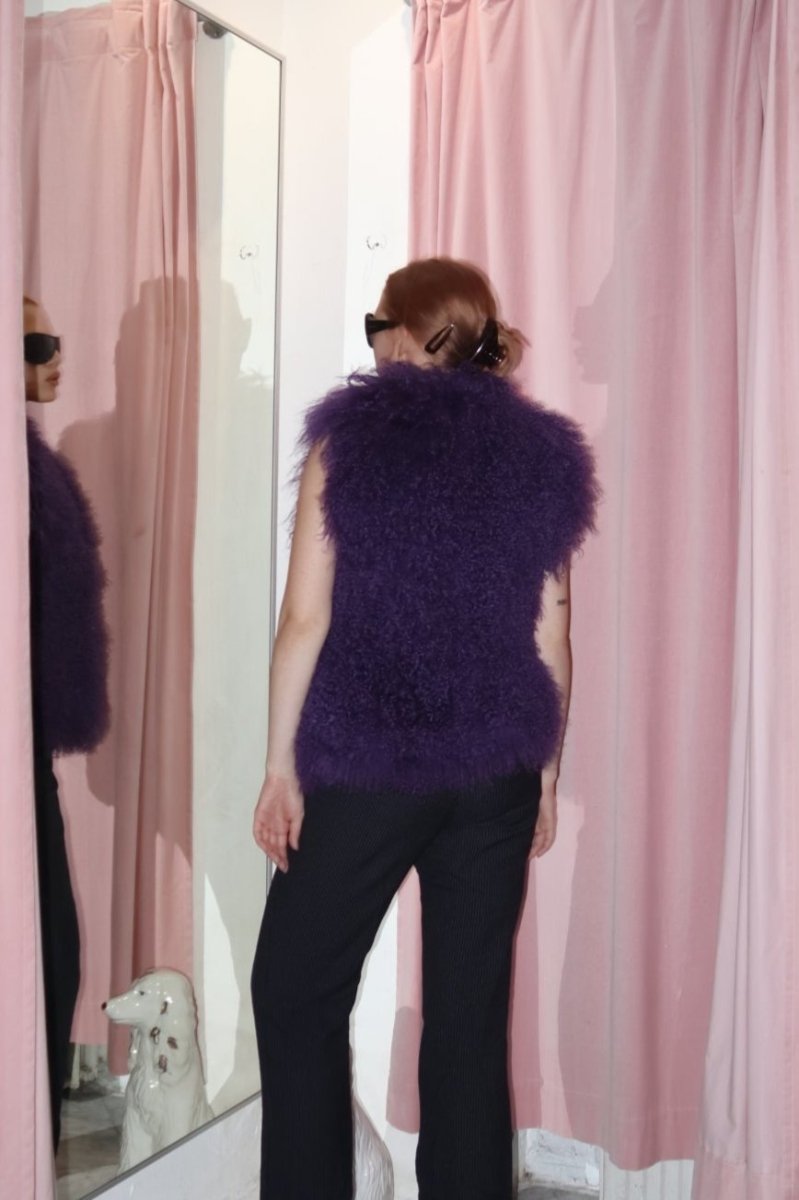 Purple Mongolian fur gilet - WILDE