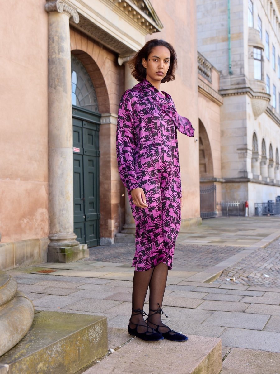 Purple silk print dress - WILDE