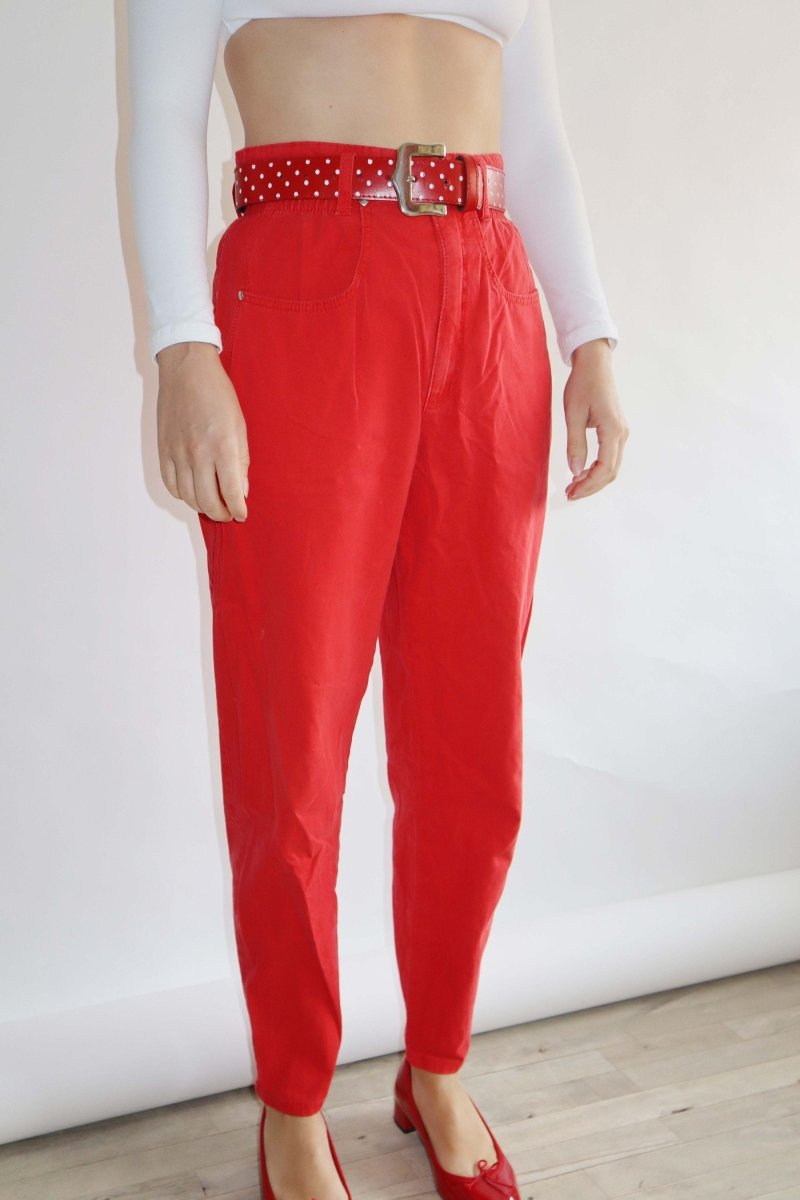Red denim vintage denim pants - WILDE