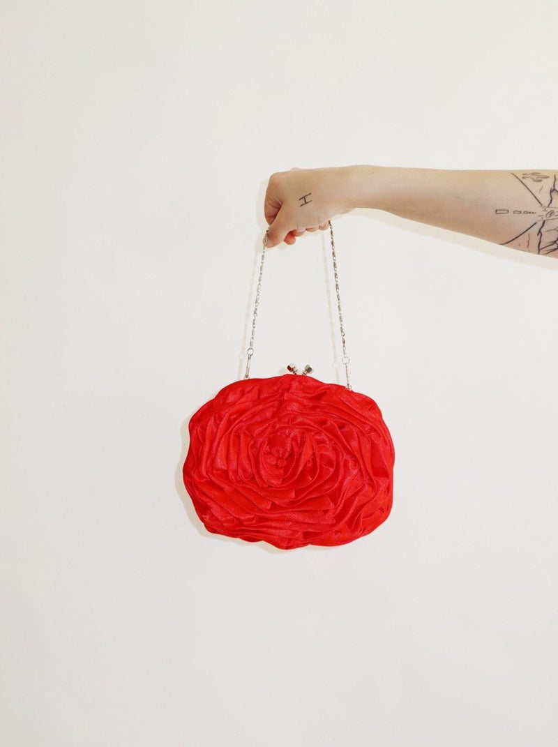 Red floral satin handbag - WILDE