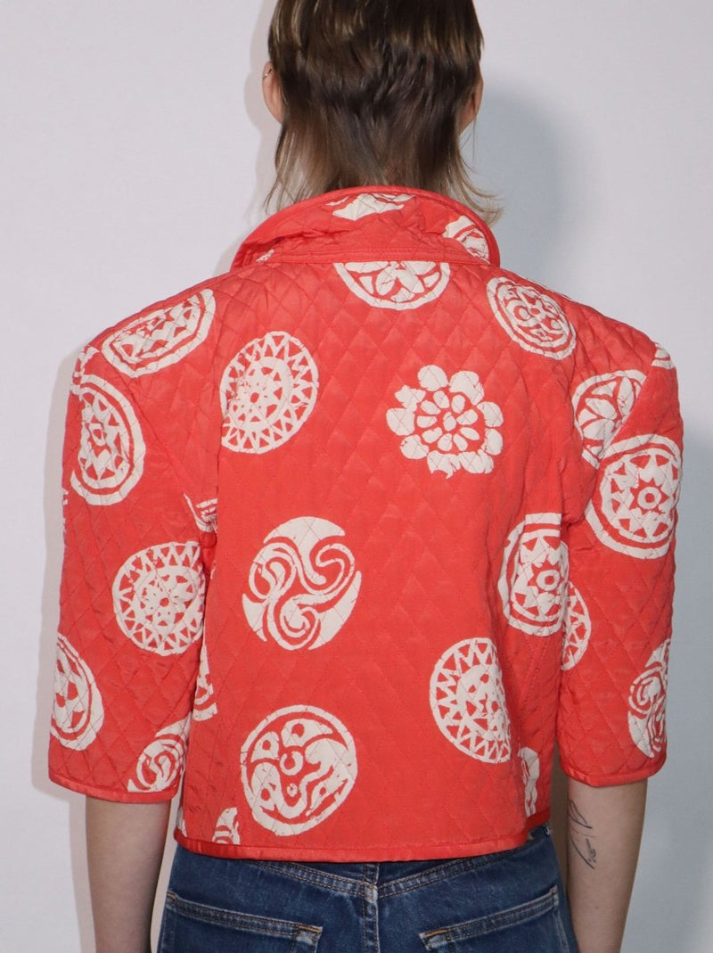 Red quilted crop jacket - WILDE
