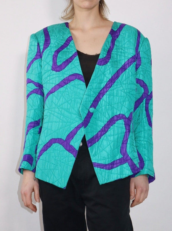 Silk art print green jacket - WILDE