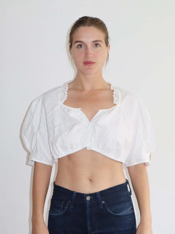 White cropped peasant blouse - WILDE