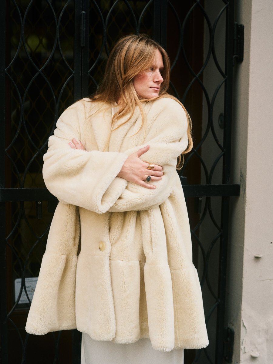 White faux fur coat - WILDE