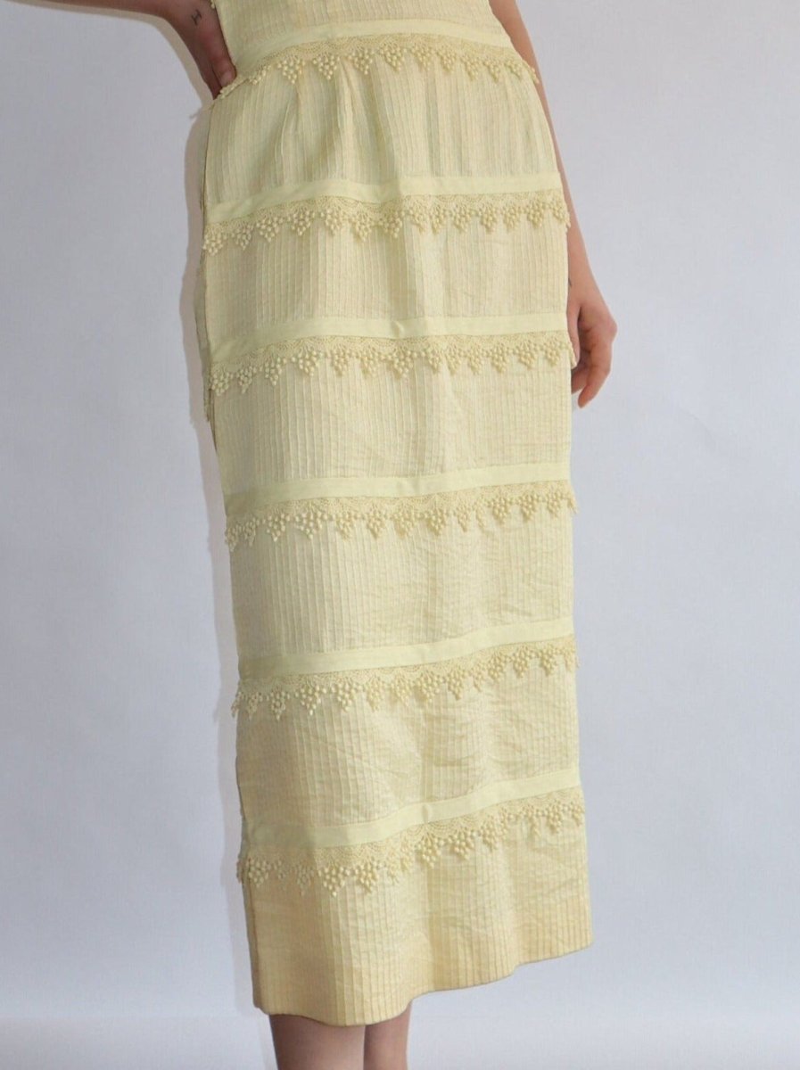 Yellow lace pleat dress - WILDE