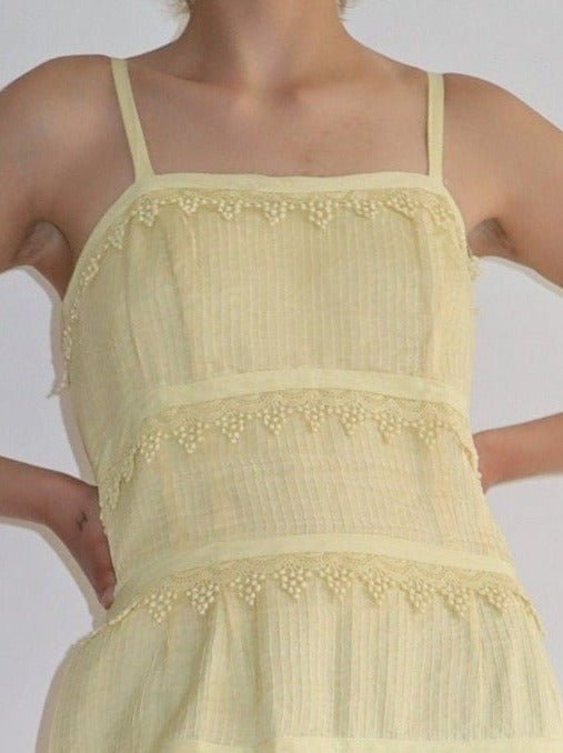 Yellow lace pleat dress - WILDE