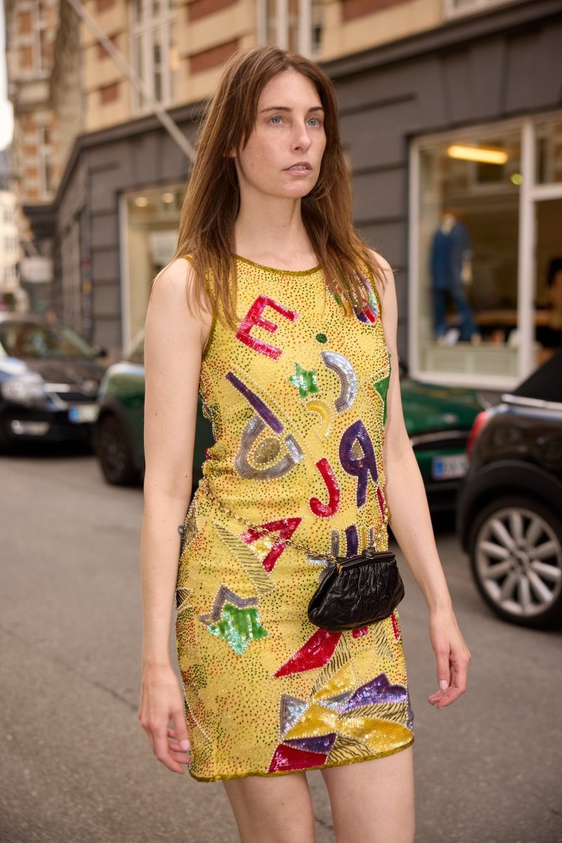 Yellow sequin and pearl dress - WILDE