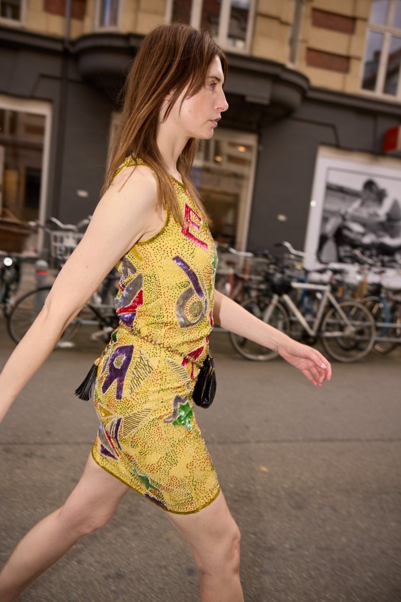 Yellow sequin and pearl dress - WILDE