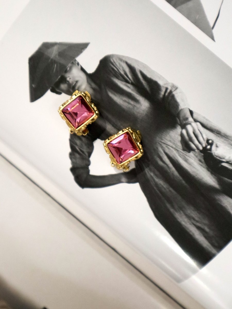 Yves Saint Laurent pink stone earrings - WILDE