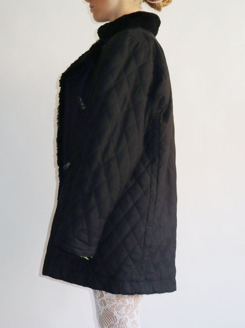 Yves St Laurent quilt black winter vintage coat - WILDE