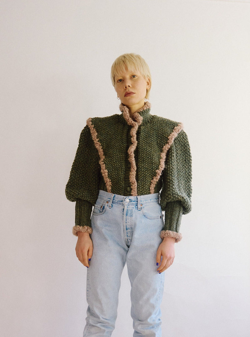 Vintage 1970s hand knit chunky cardigan