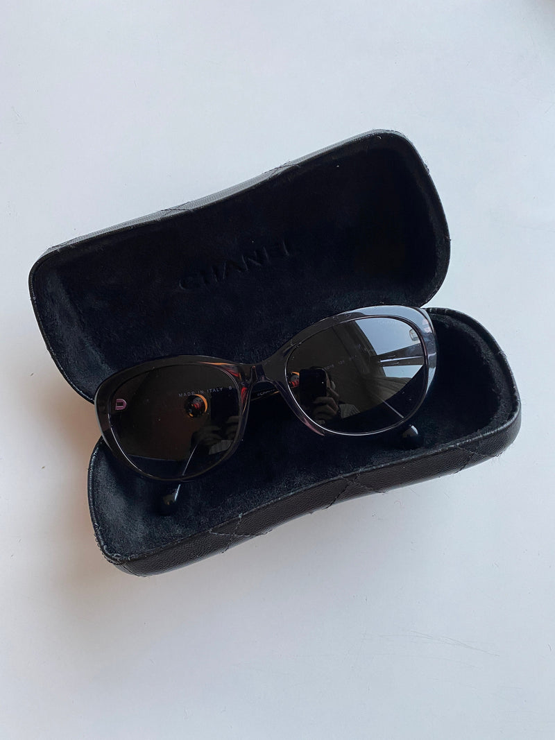 Vintage Chanel black Camellia sunglasses