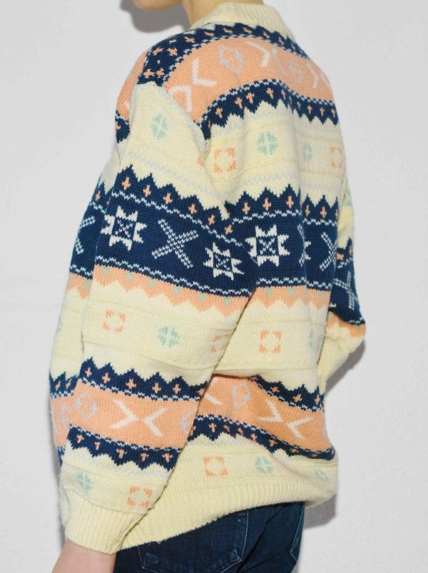 Vintage pastel isle knit sweater - WILDE